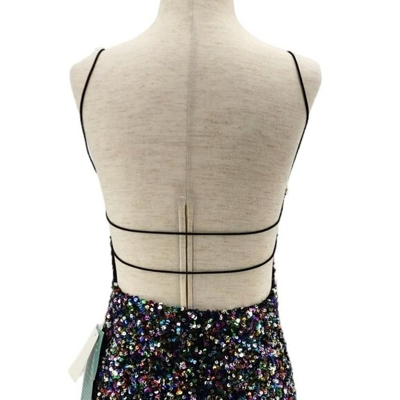 NWT B. Smart Sequin Multicolor Backless Fitted Party Dress Juniors 5 - Picture 7 of 12
